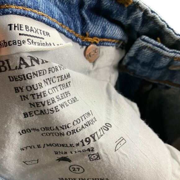 Blank NYC Jeans Women’s 27 Blue the baxter ribcage straight Button Fly Cropped - Picture 4 of 11
